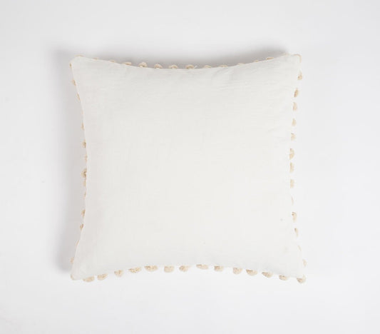 Classic Solid Cushion Cover with Pom-poms, 18 x 18 inches