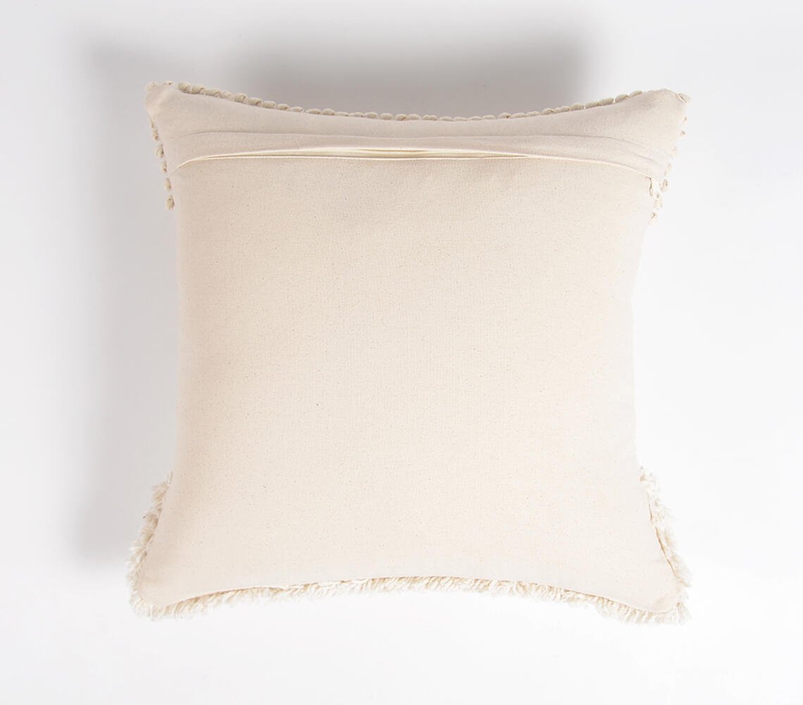 Handwoven Textured Cotton & Wool Cushion Cover