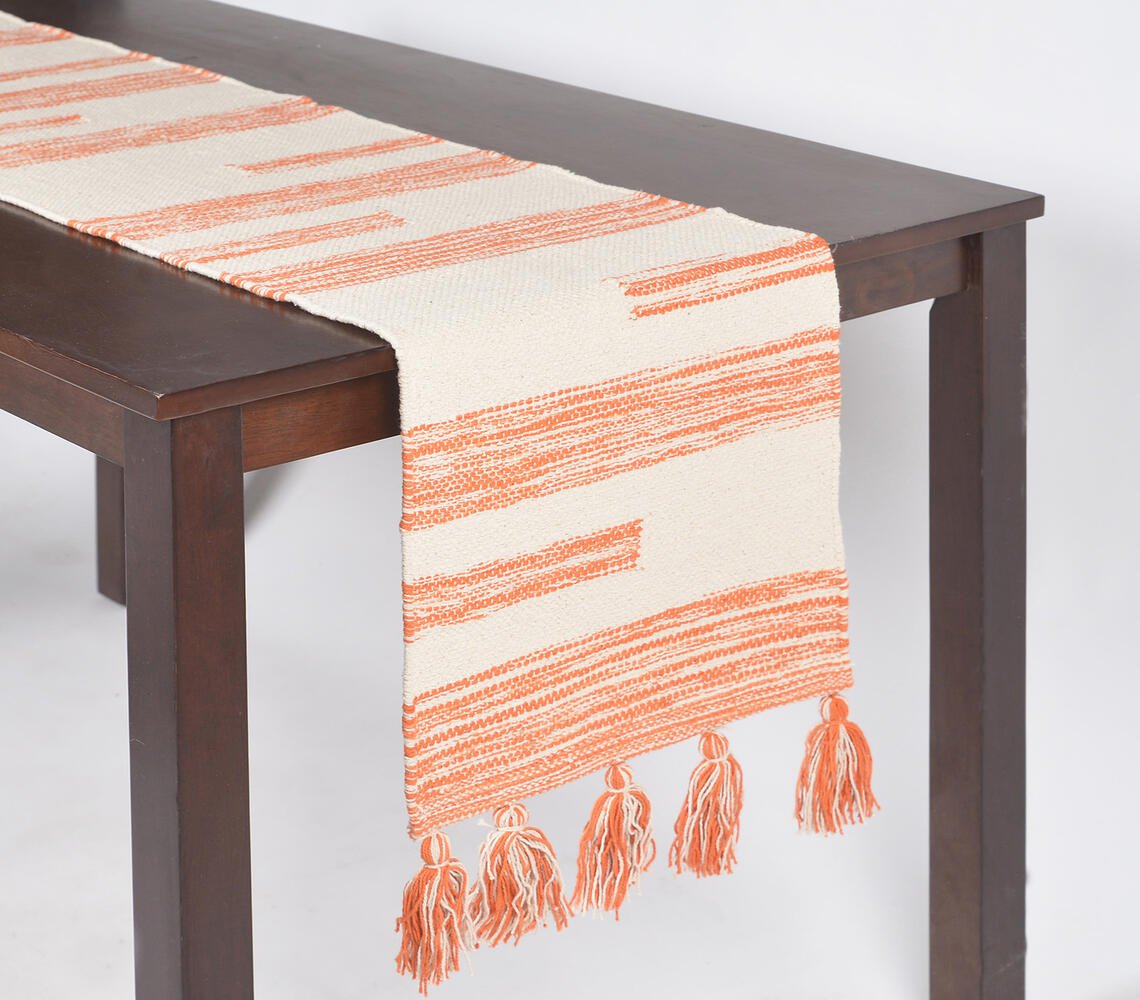 Warm Bohemian Table Runner with Tassels