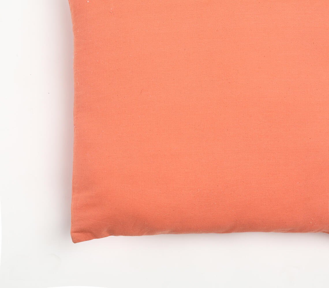 Solid Orange Cotton Cushion Cover, 18 x 18 inches