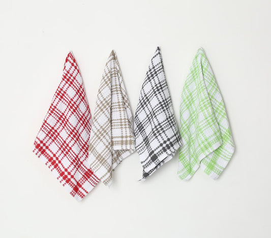 Textured Checks Kitchen Towels (set of 4)