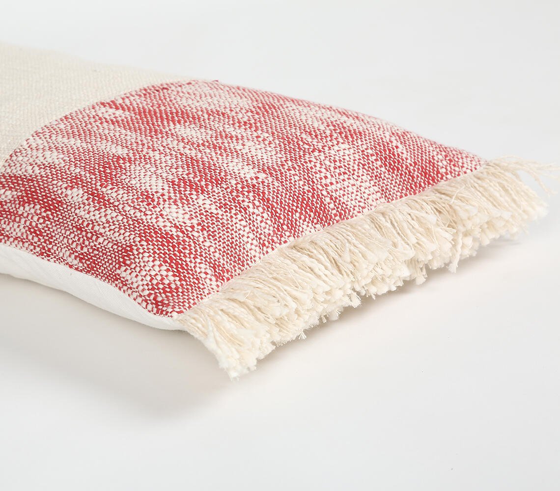 Handwoven Lumbar Cushion Cover with Fringes