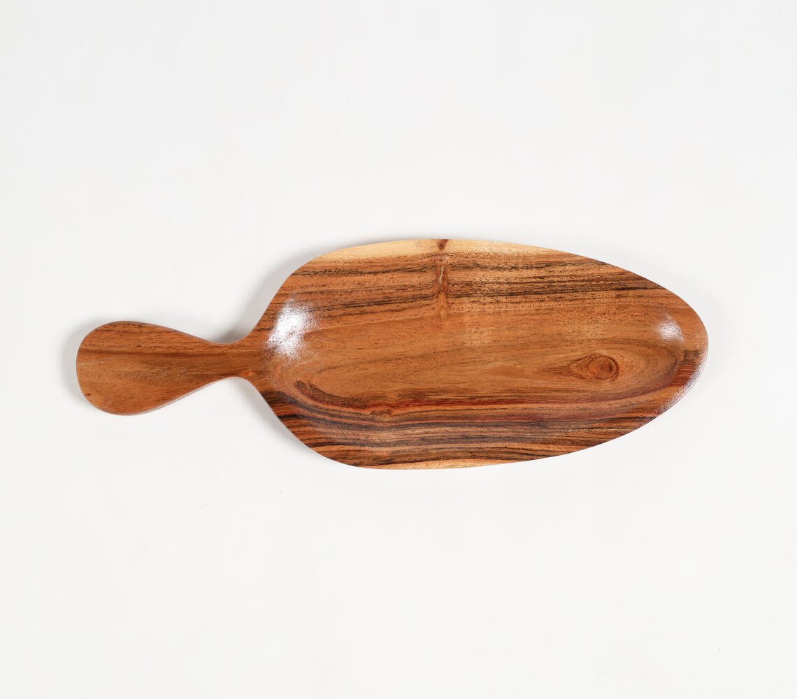 Hand Carved Acacia Wood Snack Platter