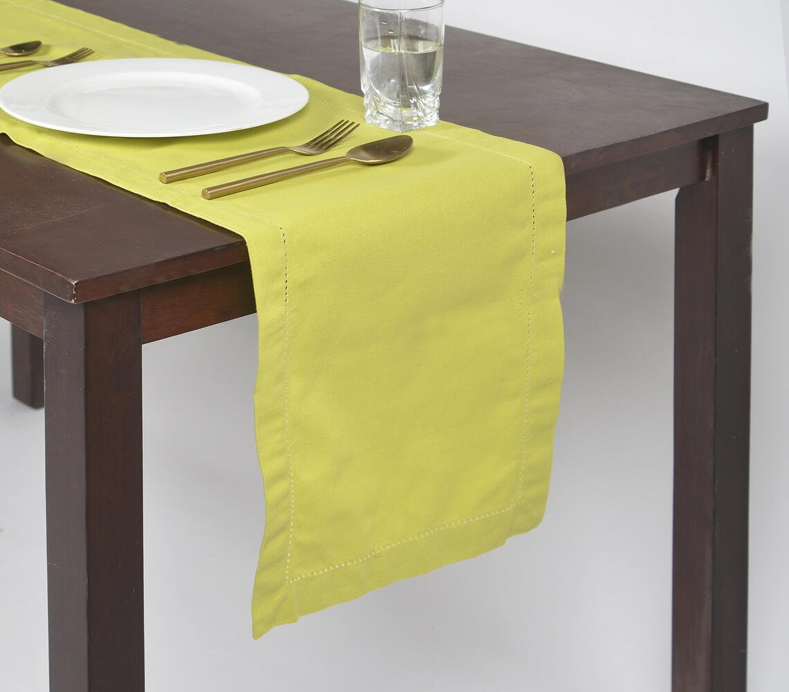 Solid Green Double Border Dining Table Runner (30x180 cm)