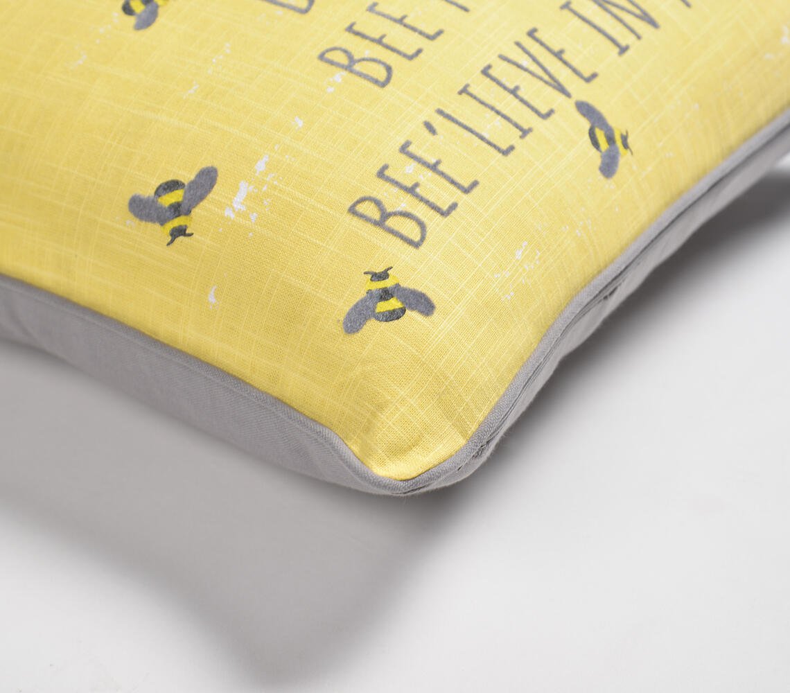 Honey Typographic Bee Cushion cover, 17.2 x inches