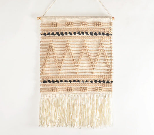 Handwoven Wool & Cotton Sandy Chevron Wall Hanging