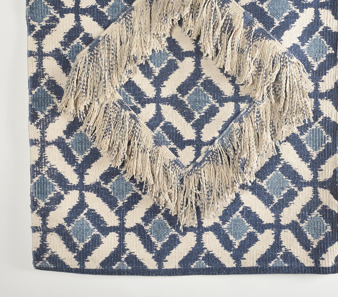 Lattice Print Cotton Fringed Patches Wall Hanging