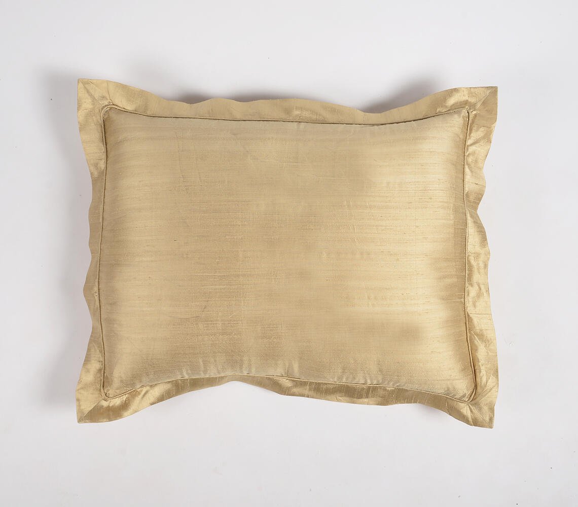 Solid Golden Silk Pillow cover with piping, 25 x 20 inches