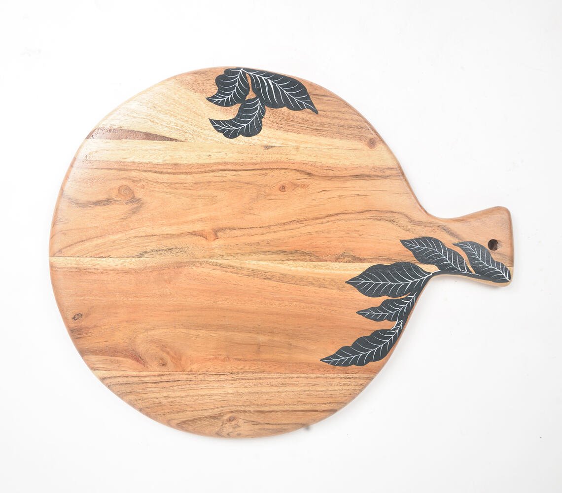 Acacia Wood Leaf Printed Cutting Board