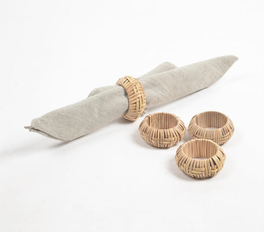 Handwoven Cane & Iron Eco-Friendly Napkin Ring (Set of 4)