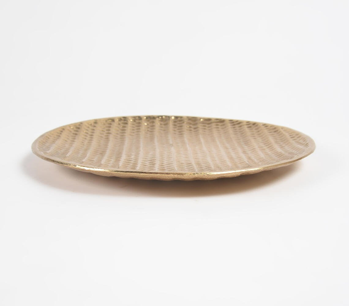 Gold Toned Aluminium Round Serving Plate