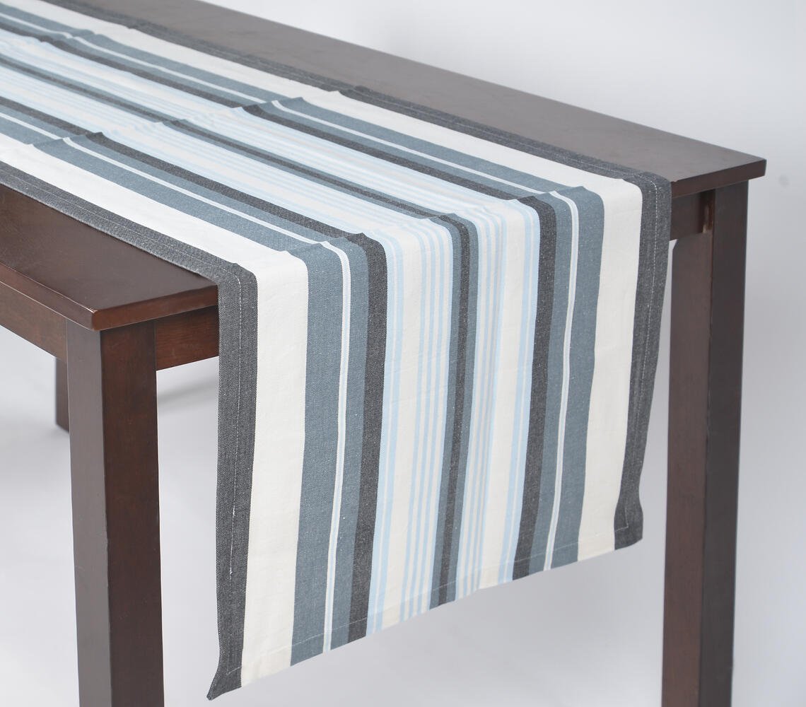 Shades of Grey Striped Table Runner