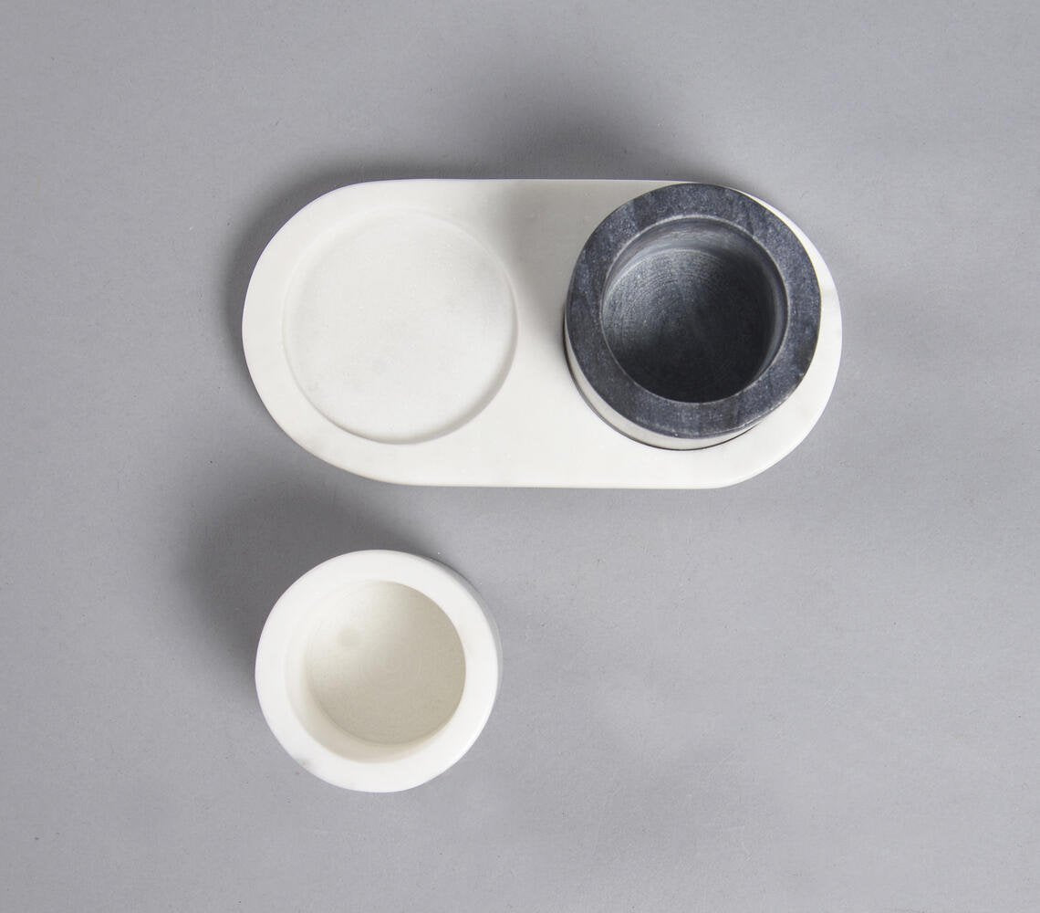 Turned Contrast Marble Condiment Set