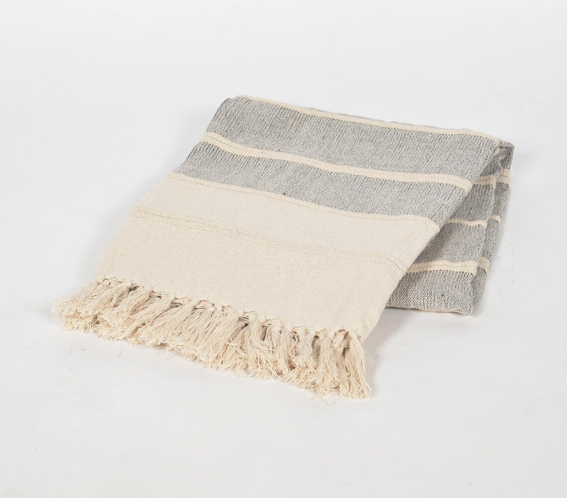 Striped Grey Cotton Throw