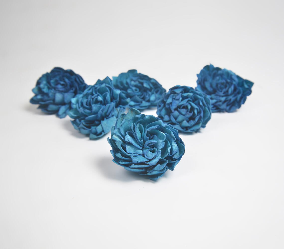 Azure Carnations eco-friendly shola wood flowers (set of 6)