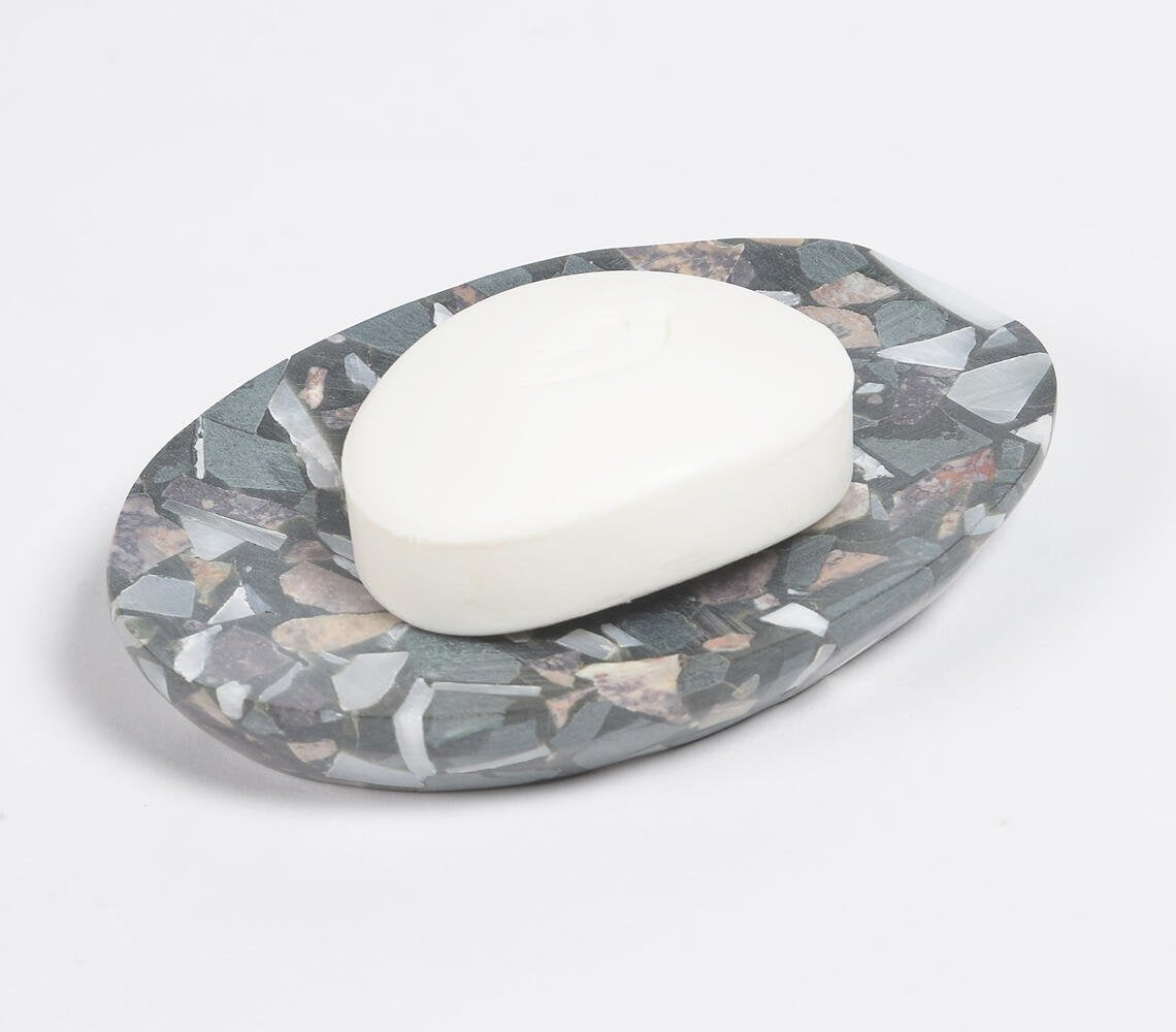 Hand Cut Composite Stone Oval Soap Dish