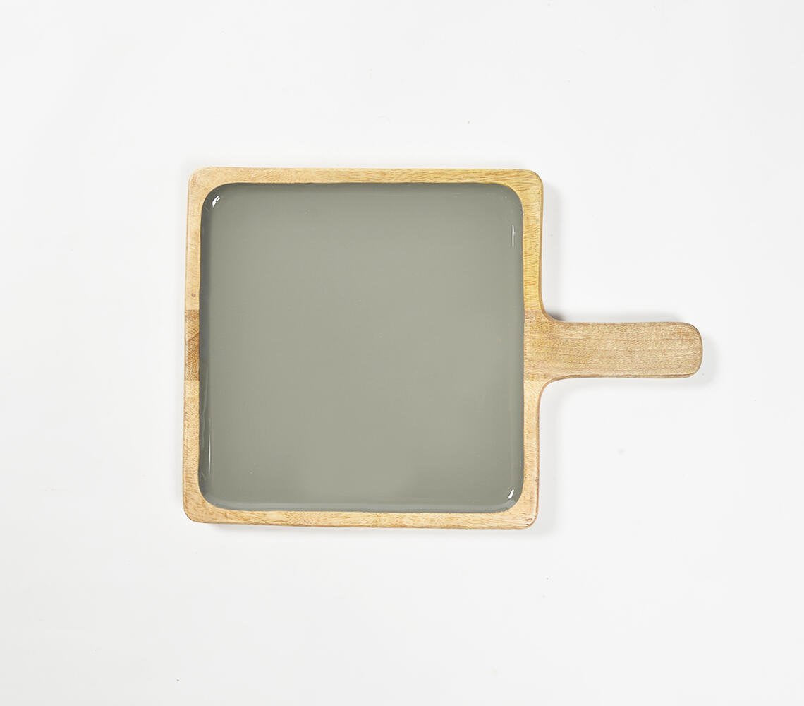 Enamelled Grey Wooden Cheese board