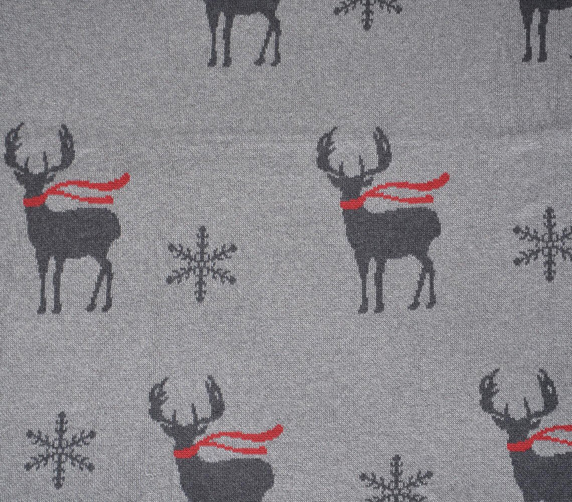 Winter Reindeer Handloom Cotton Throw