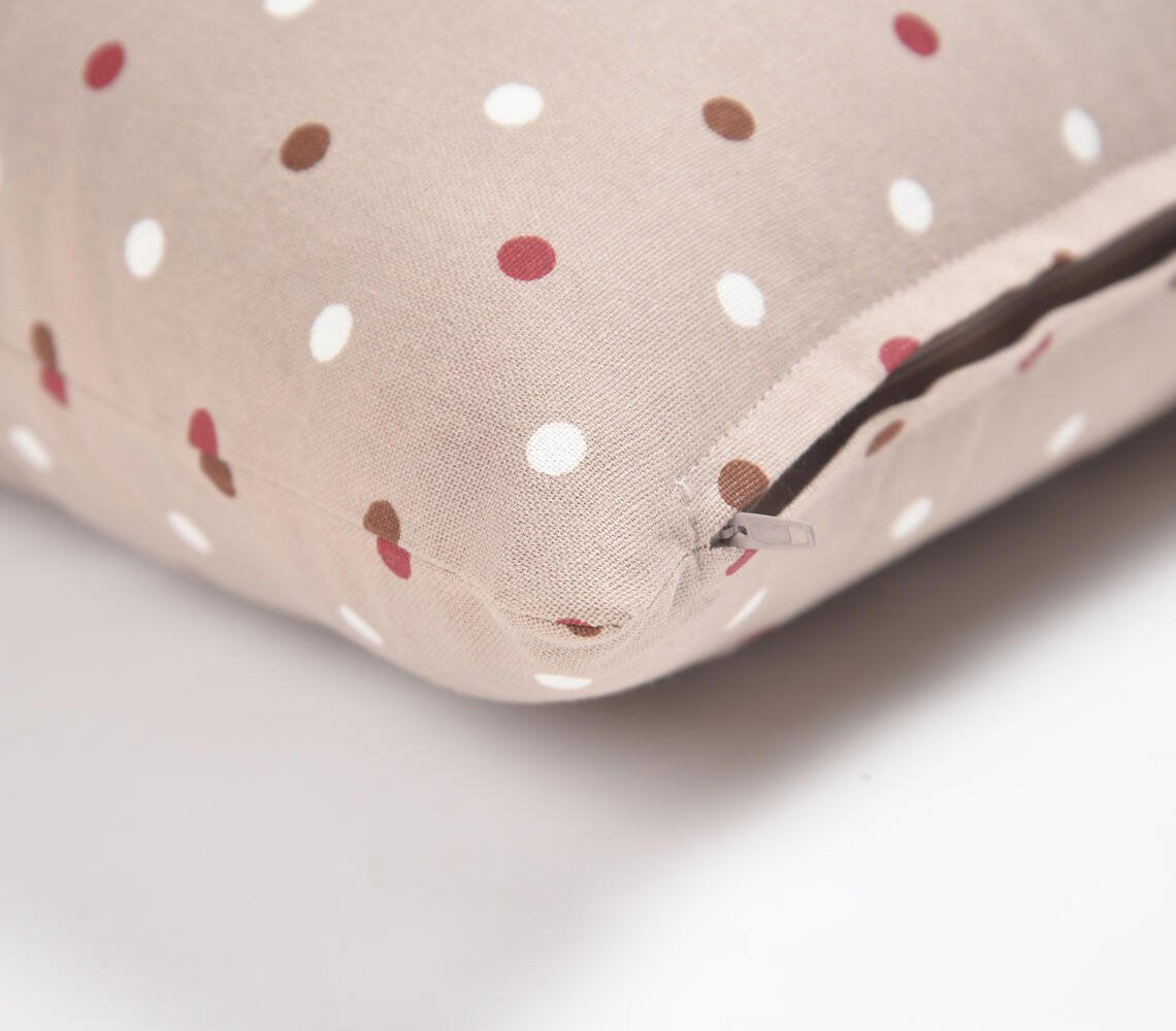 Printed Dots Cotton Cushion Cover, 16 x 16 inches