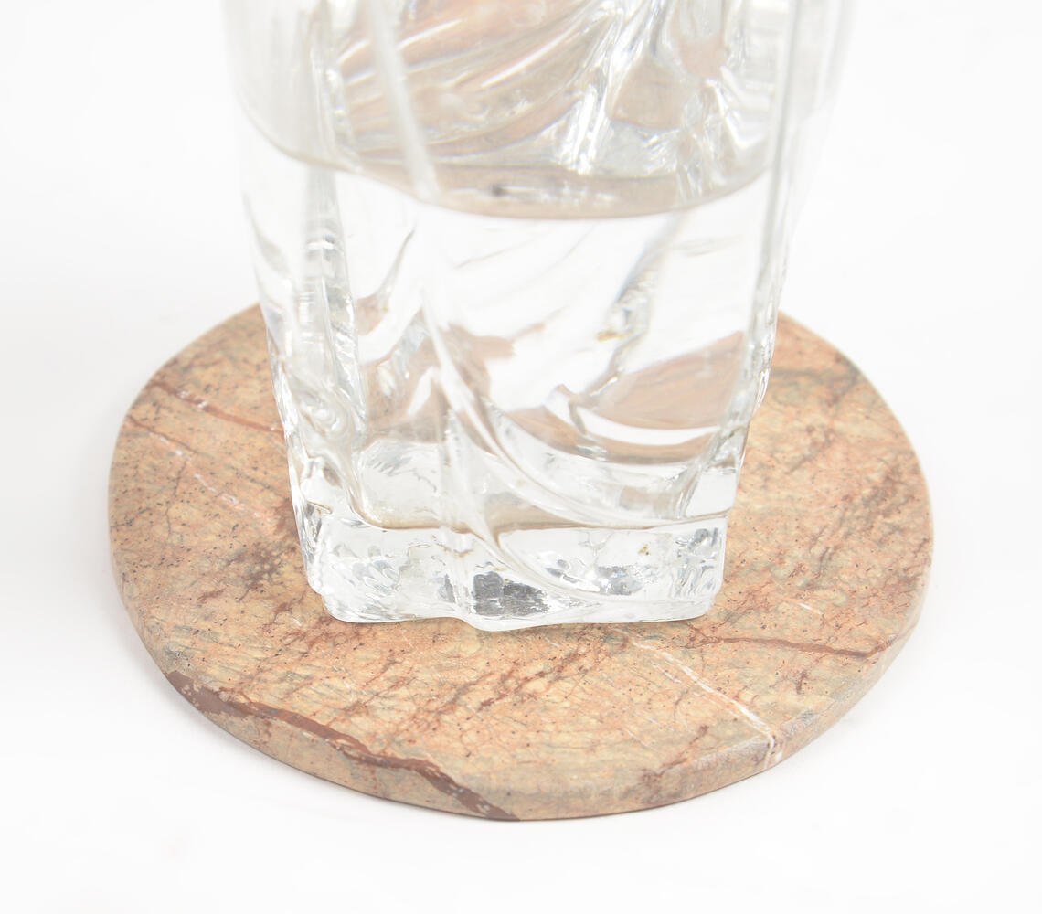 Abstract Textured Round Stone Coasters (Set of 4)