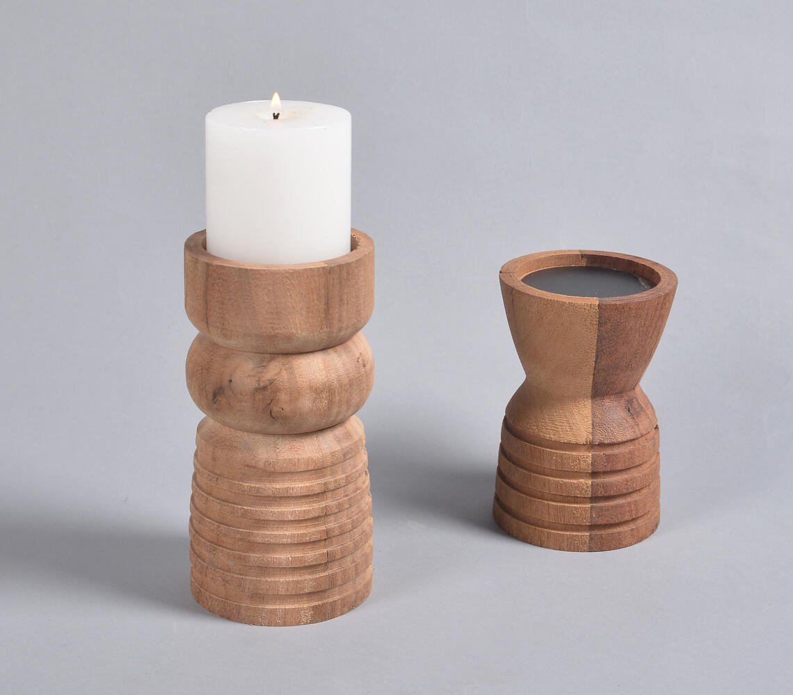 Recycled Turned Saal Wood Candle holder