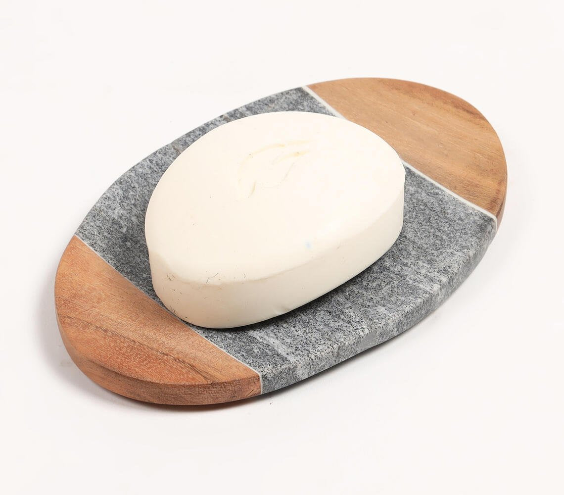 Stone & Acacia Wood Colorblock Soapdish