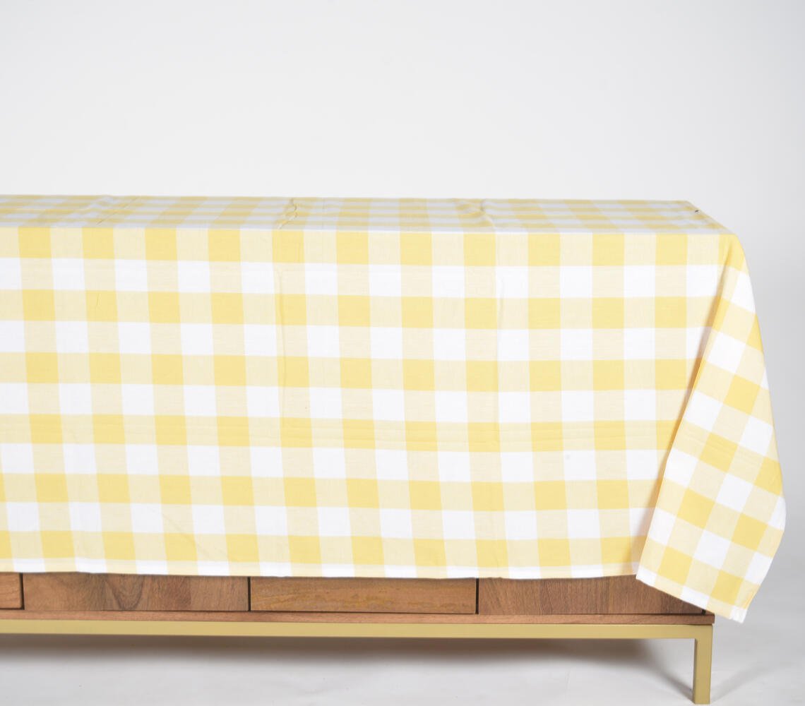 Sunshine Block Checks 4-Seater Cotton Tablecloth