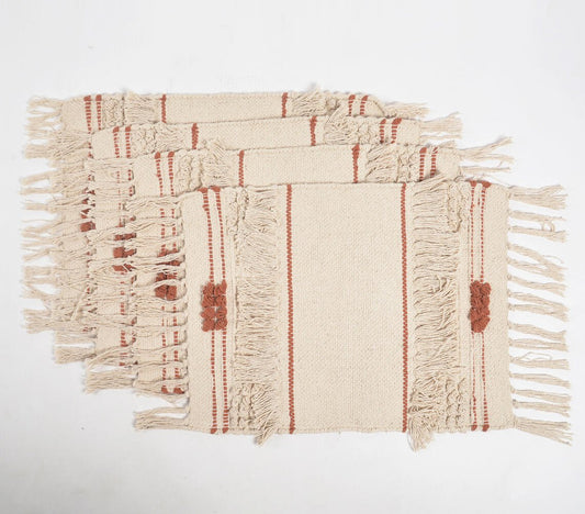 Handwoven Cotton Tasseled Placemats (Set of 4)