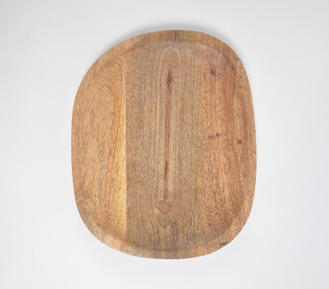 Hand Cut Natural Wood Serving Platter