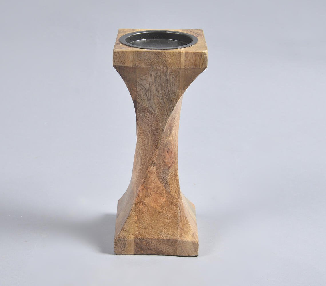 Earthy Mango Wood Candle Holder