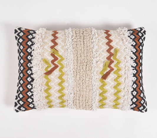 Woven & Embroidered Cotton Lumbar Cushion cover