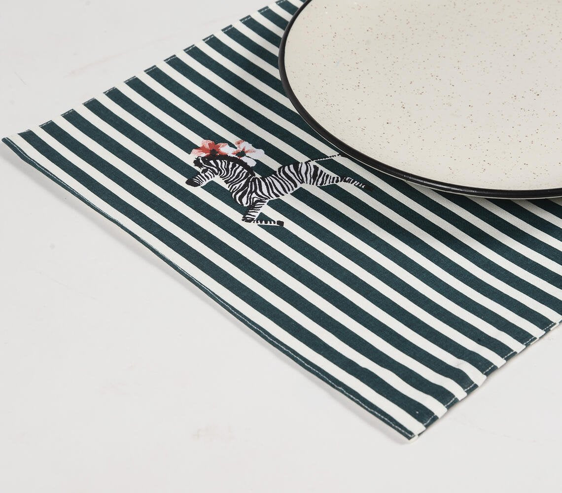 Set van 4 - Gestreepte monotone placemats