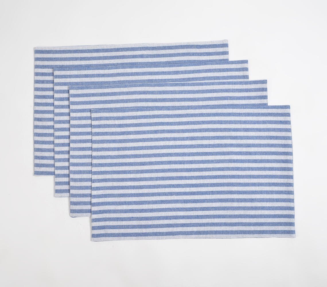 Blauw gestreepte katoenen placemats (set van 4)