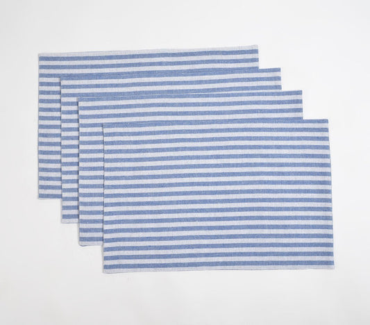 Blue Striped Cotton Placemats (Set of 4)