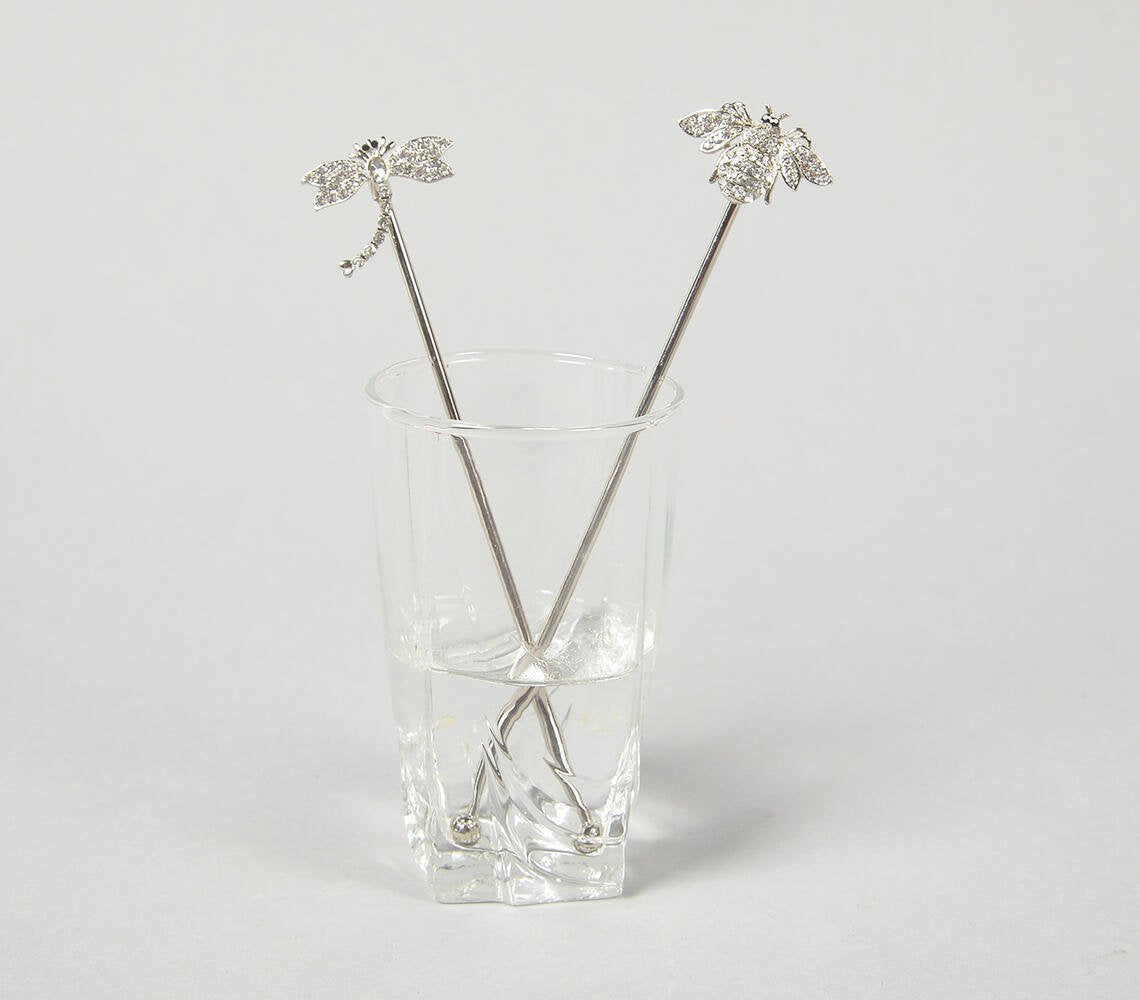 Rhinestone-Encrusted Stainless Steel Stirrers (Set of 4)