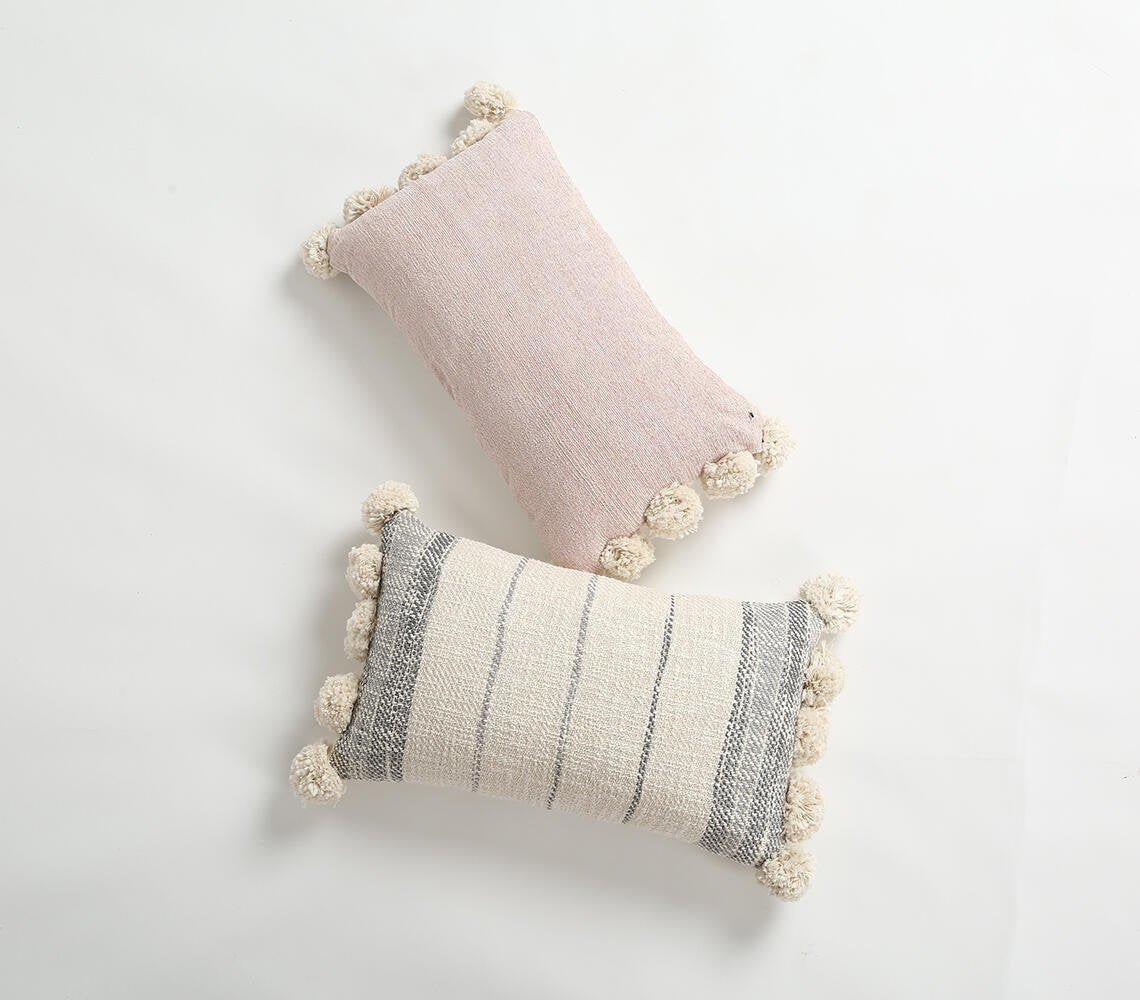 Pastel Textured Cotton Lumbar Cushion Cover