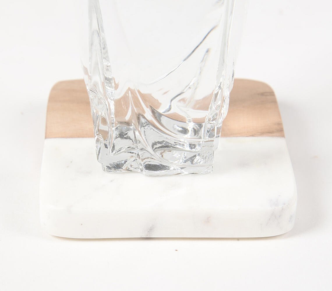 Hand Cut Marble & Wood Coasters (set of 4)