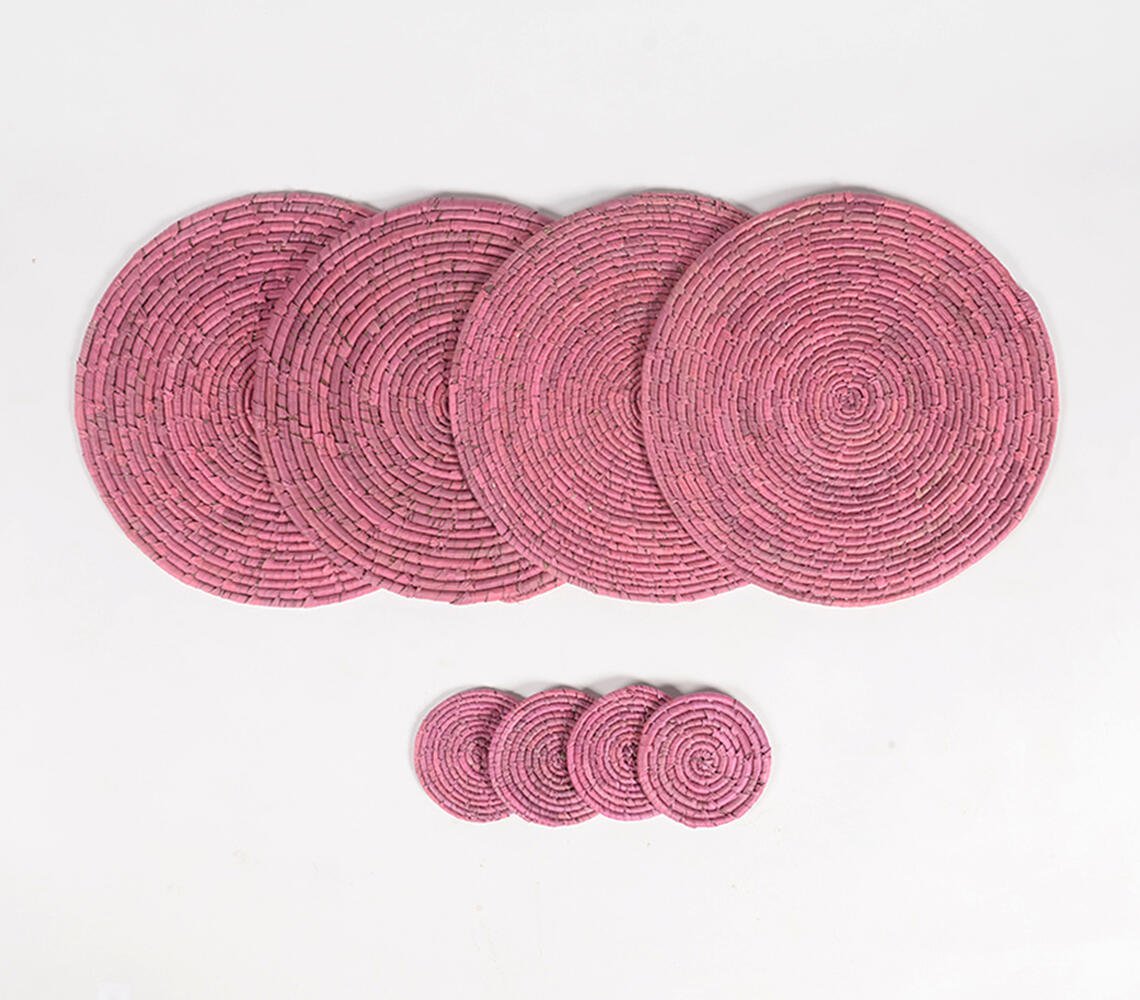 Handwoven Sabai Grass Placemats & Coasters (set of 4)