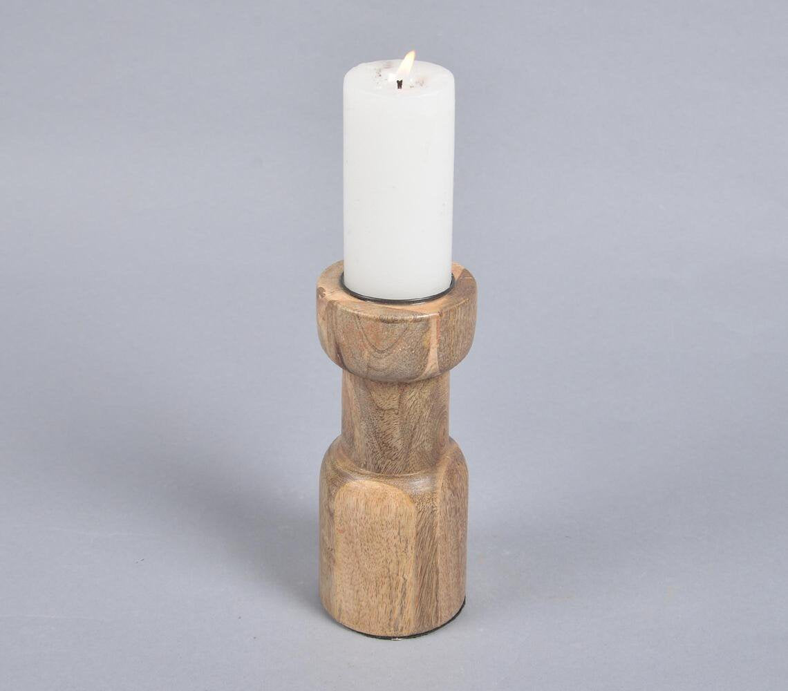 Raw & Earthy Mango Wood Candle Holder