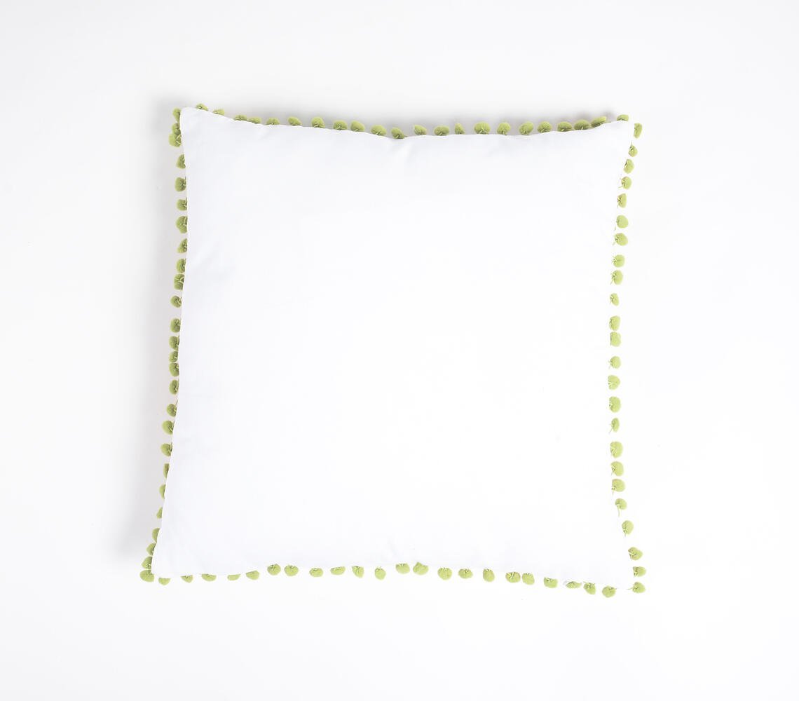 Botanical Cotton Pompom-Lined Cushion Cover