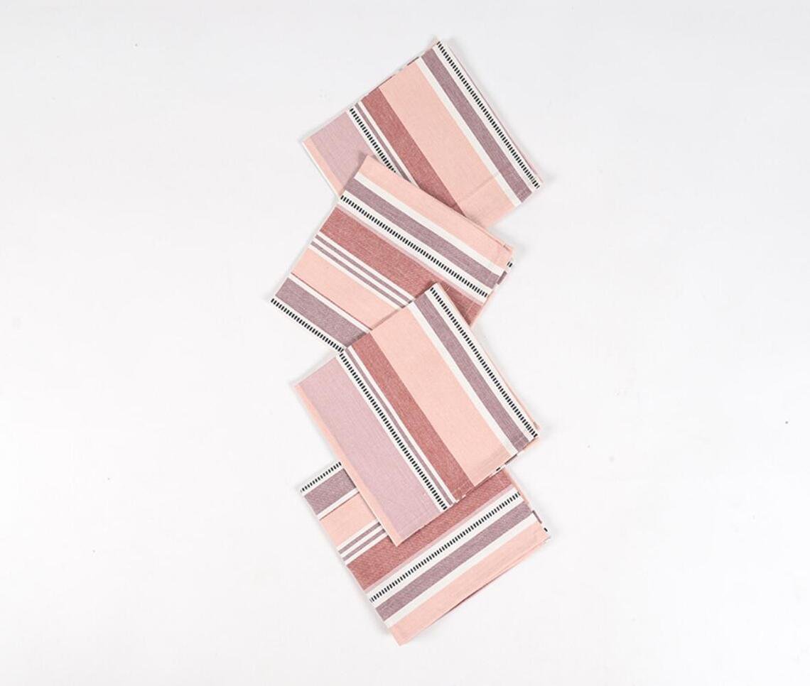 Salmon Striped Table Napkins (Set of 4)