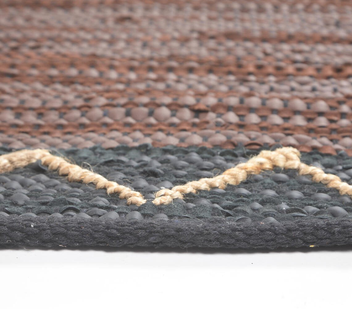 Handwoven Cotton Abstract Brown Durry