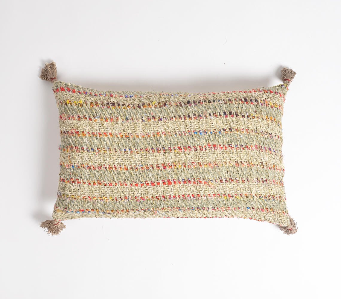 Khaki Striped Lumbar Cushion cover