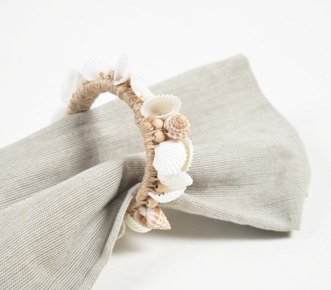 Seashell Embellished Napkin rings (set of 4)