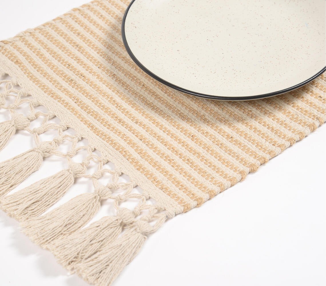 Handwoven Cotton & Jute Tasseled Placemats (set of 4)