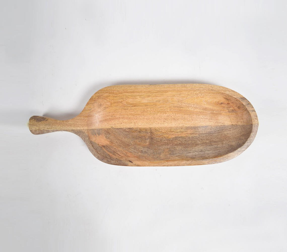 Hand Cut Mango Wood Oblong Paddle Serving Platter