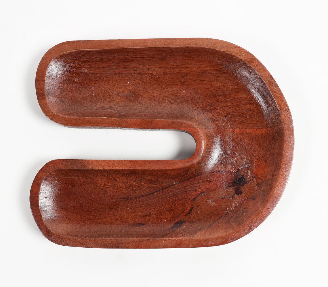 Hand Carved Wooden Magnet-Shaped Serving Platter