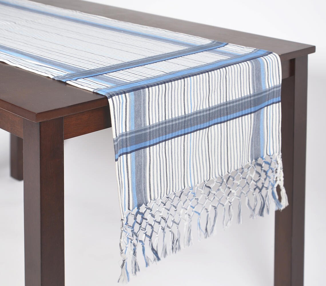 Yarn-Dyed Cotton Tasseled Table Runner