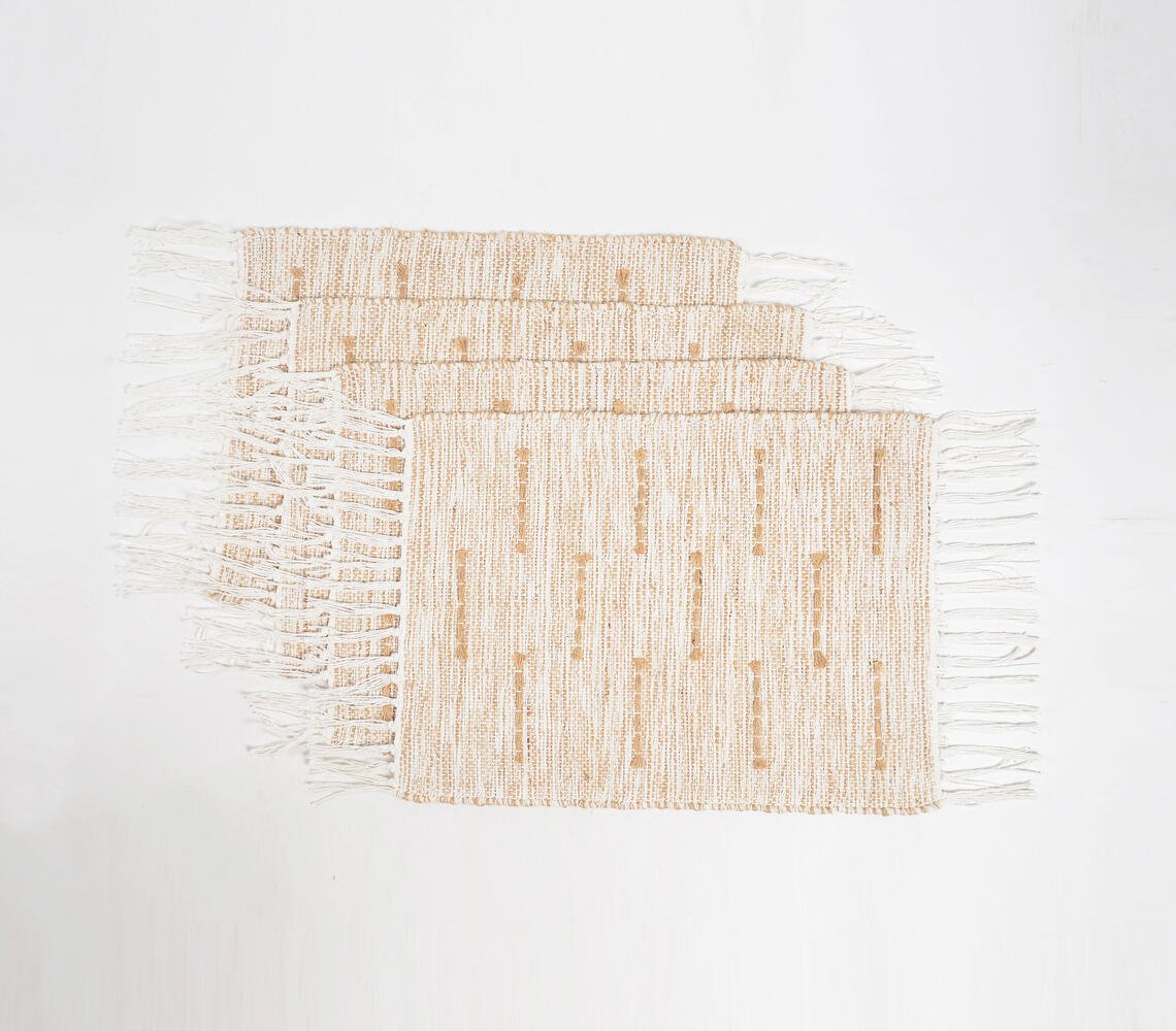 Handwoven Cotton Neutral Bisque Placemats (Set of 4)