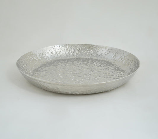 Crack Hammered Round Aluminium Serving Tray